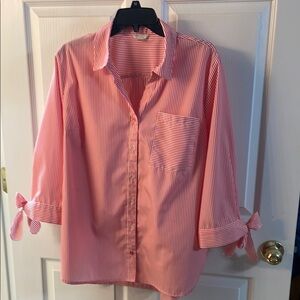 Pink Striped Button-Up Blouse
